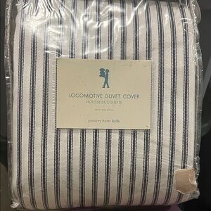 Pottery Barn Kids Locomotive Duvet Cover in Navy and White